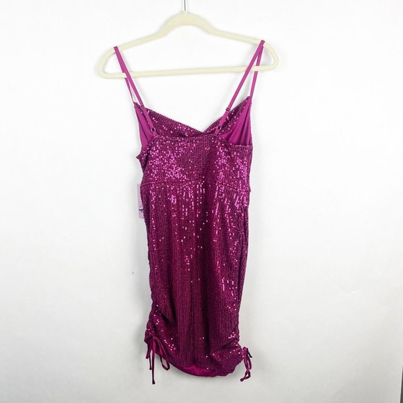 Wild Fable Size Medium Sleeveless Sequin Ruched Side Bodycon Dress Purple - Picture 7 of 8